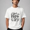 just brew it round neck tee white front Kool Kameez