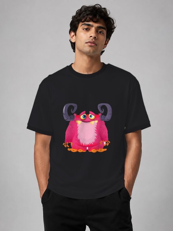 pink monster oversized tee black front Kool Kameez