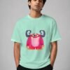 pink monster oversized tee mint front Kool Kameez
