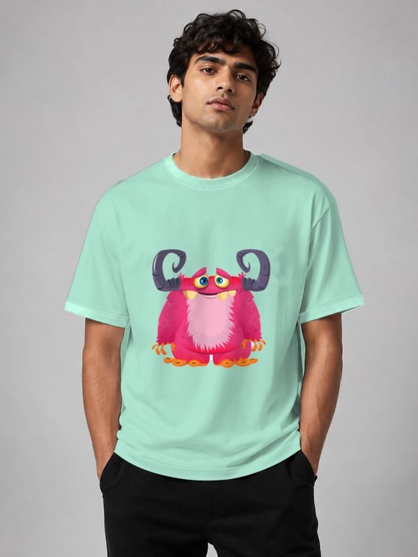 pink monster oversized tee mint front Kool Kameez