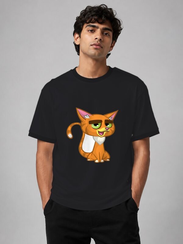 sassy cat oversized tee black front Kool Kameez