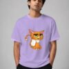 sassy cat oversized tee lavender front Kool Kameez