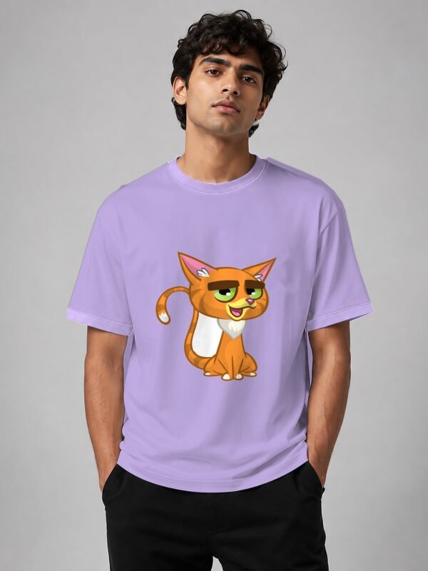 sassy cat oversized tee lavender front Kool Kameez