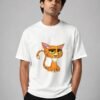 sassy cat oversized tee white front Kool Kameez