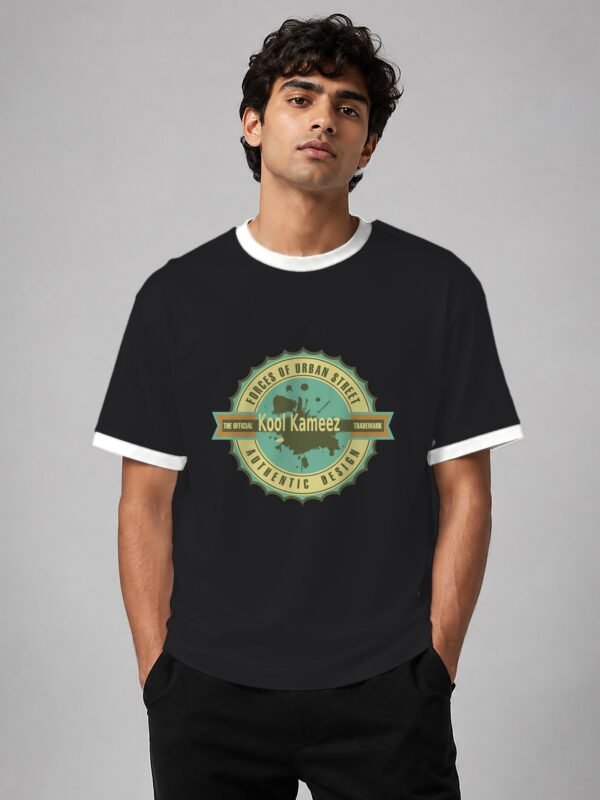 kk-urban-street-ringer-tee-black-white-trim-model-front urban street ringer tee black white trim model front Kool Kameez