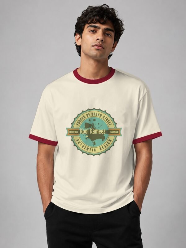kk-urban-street-ringer-tee-off-white-maroon-trim-model-front urban street ringer tee off white maroon trim model front Kool Kameez