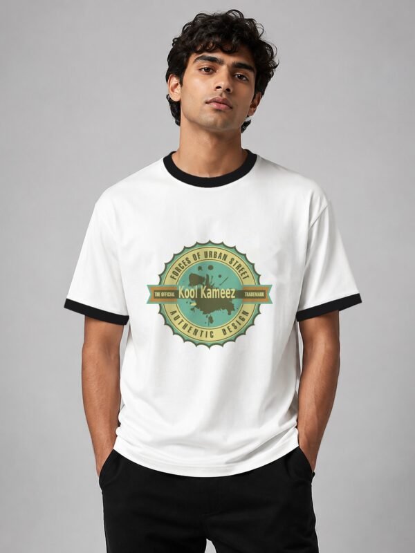kk-urban-street-ringer-tee-white-black-trim-model-front urban street ringer tee white black trim model front Kool Kameez