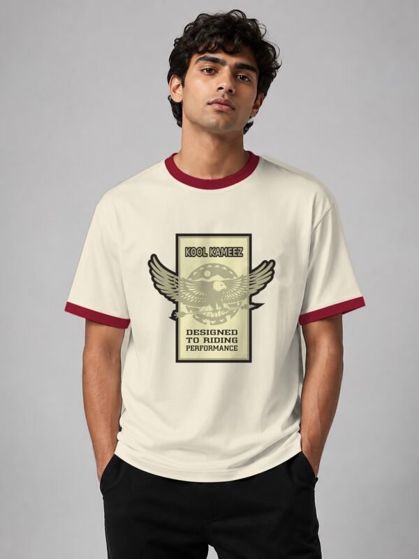 kk-winged-panel-ringer-tee-off-white-maroon-trim-model-front winged panel ringer tee off white maroon trim model front Kool Kameez