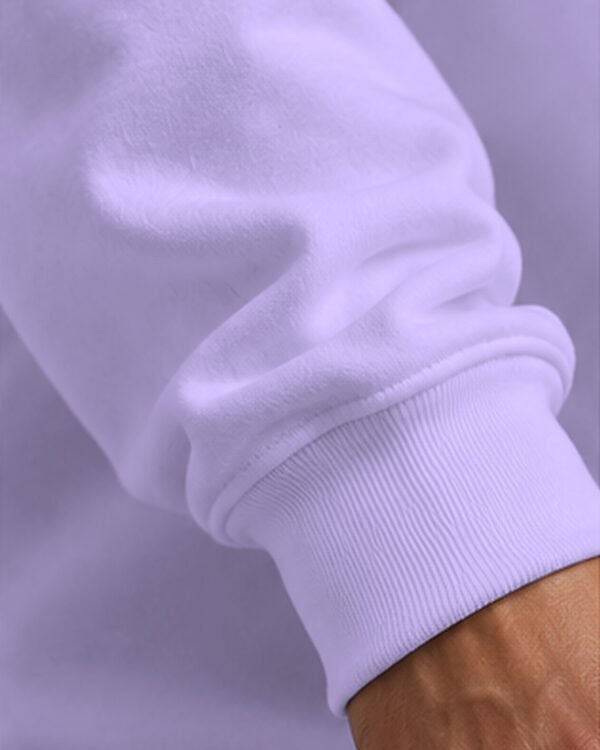 Lavender heavyweight oversized sweatshirt 400 GSM, ribbed cuff close-up