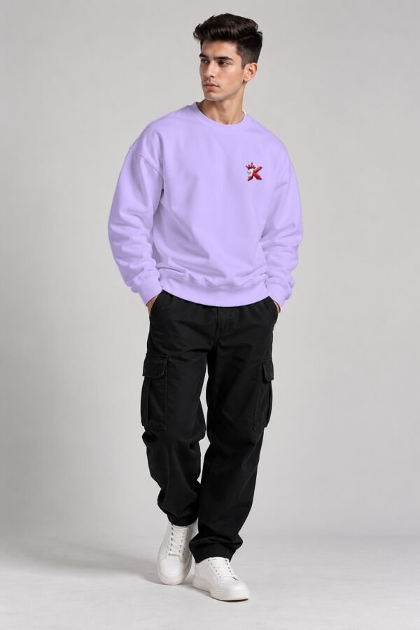 Lavender heavyweight oversized sweatshirt 400 GSM, full body