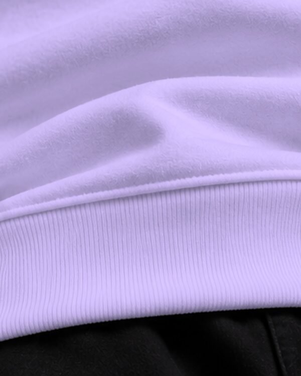 Lavender heavyweight oversized sweatshirt 400 GSM, ribbed hem close-up