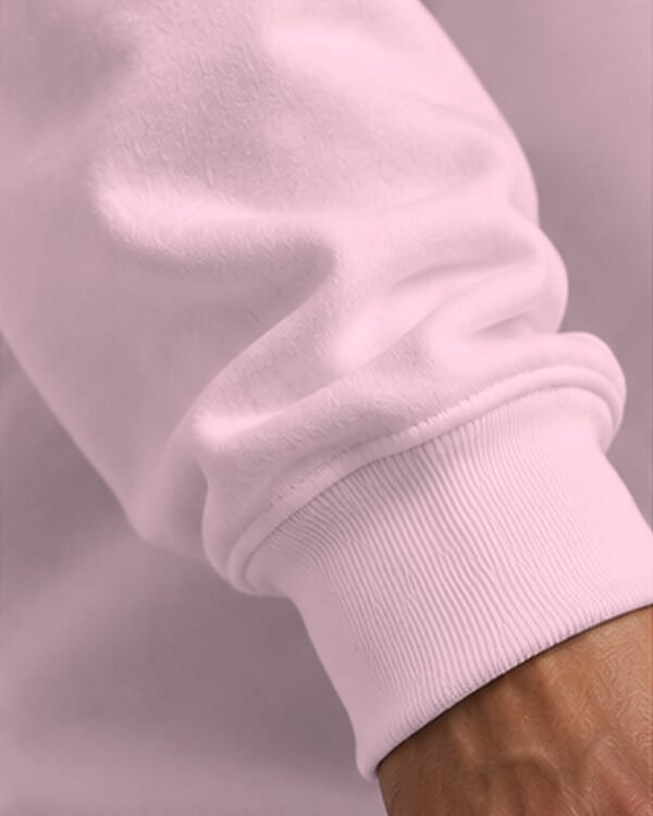 Light Baby Pink heavyweight oversized sweatshirt 400 GSM, ribbed cuff close-up