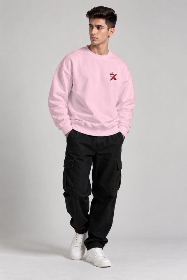 Light Baby Pink heavyweight oversized sweatshirt 400 GSM, full body
