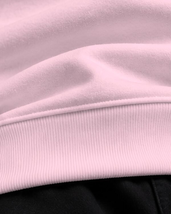 Light Baby Pink heavyweight oversized sweatshirt 400 GSM, ribbed hem close-up