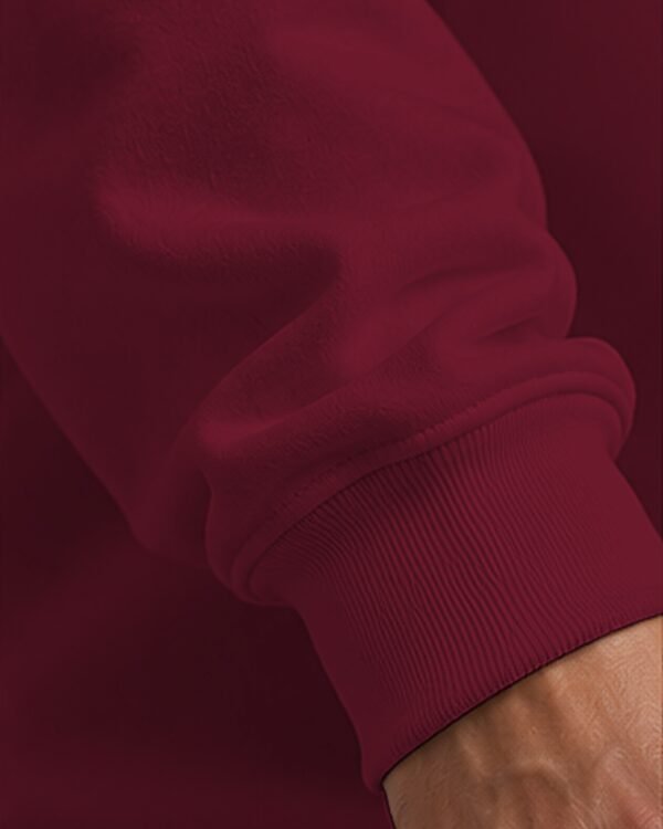 Maroon heavyweight oversized sweatshirt 400 GSM, ribbed cuff close-up