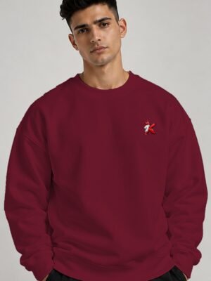 Maroon heavyweight oversized sweatshirt 400 GSM, front Maroon heavyweight oversized sweatshirt 400 GSM, front