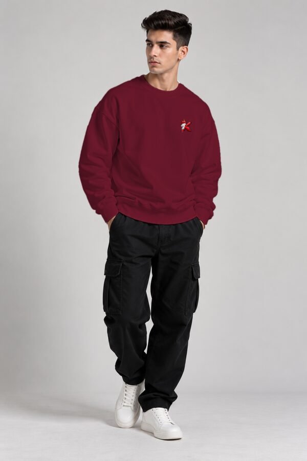 Maroon heavyweight oversized sweatshirt 400 GSM, full body