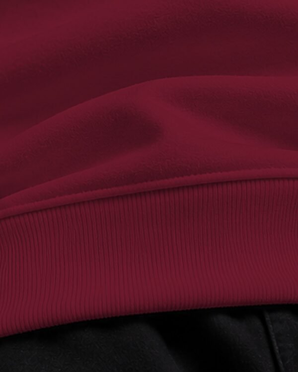 Maroon heavyweight oversized sweatshirt 400 GSM, ribbed hem close-up