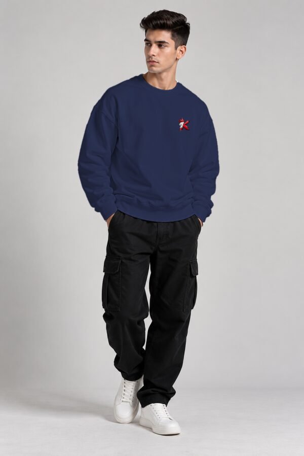 Navy Blue heavyweight oversized sweatshirt 400 GSM, full body
