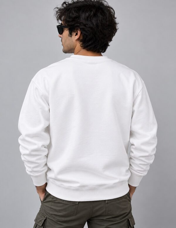 Nothing Is Permanent Sweatshirt — White — back view Nothing Is Permanent crew sweatshirt in white — back view