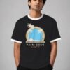 Palm Cove ringer tee in black with white trim, front