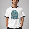 Paradise Jungle Life ringer tee in white with black trim, front Paradise Jungle Life ringer tee in white with black trim, front