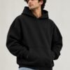 Premium Oversized Hoodie 440 GSM, Black, front view 440 GSM premium oversized hoodie in black, front view