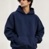 Premium Oversized Hoodie 440 GSM, Navy Blue, front view 440 GSM premium oversized hoodie in navy blue, front view