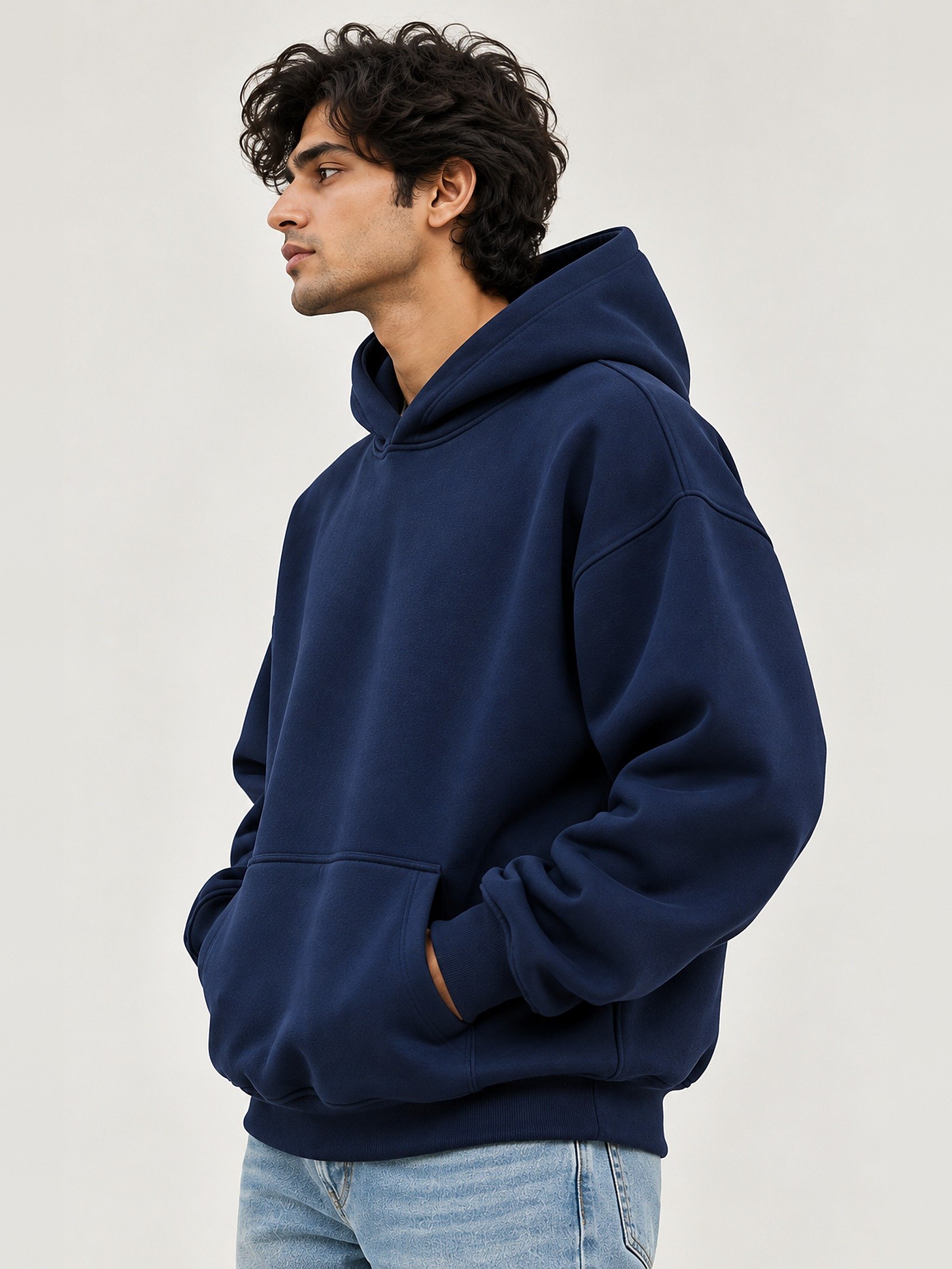 440 GSM premium oversized hoodie, side view