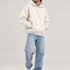 Premium Oversized Hoodie 440 GSM, Off White, full-length view 440 GSM premium oversized hoodie in off white, full-length view