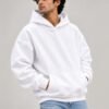 Premium Oversized Hoodie 440 GSM, White, front view 440 GSM premium oversized hoodie in white, front view