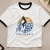 Ride The Wave ringer tee flat lay