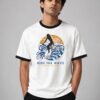 Ride The Wave ringer tee in white with black trim, front