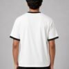 Ringer tee in white with black trim, back view Ringer tee in white with black trim, back view