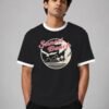 Sunset Beach ringer tee in black with white trim, front
