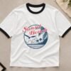 Sunset Beach ringer tee flat lay Sunset Beach ringer tee flat lay