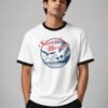 Sunset Beach ringer tee in white with black trim, front Sunset Beach ringer tee in white with black trim, front