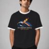Thunder Swell ringer tee in black with white trim, front