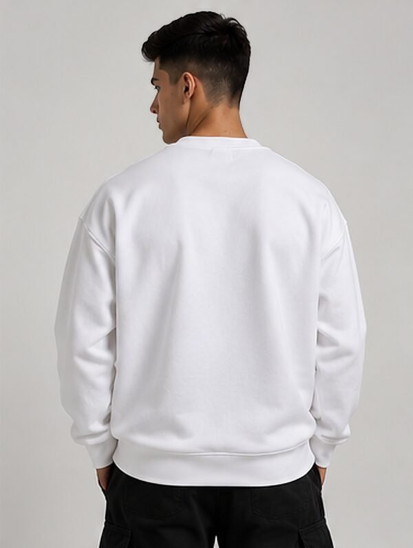 White heavyweight oversized sweatshirt 400 GSM, back view