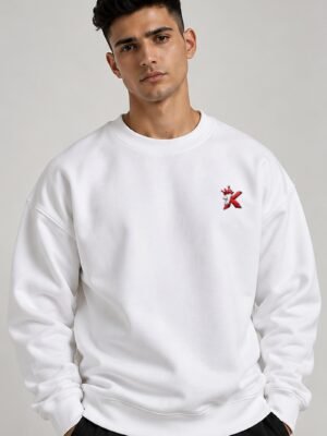 White heavyweight oversized sweatshirt 400 GSM, front White heavyweight oversized sweatshirt 400 GSM, front